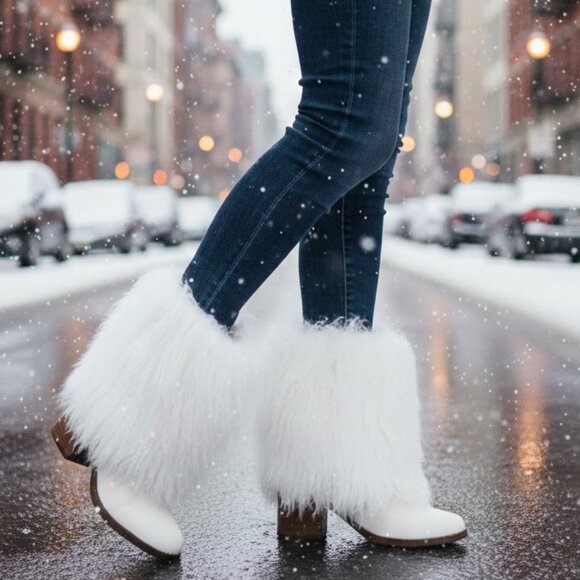 Bearpaw Botica White Shearling Wool Curly Lamb Fur Mongolian Sherpa Boots 8 - Picture 1 of 9